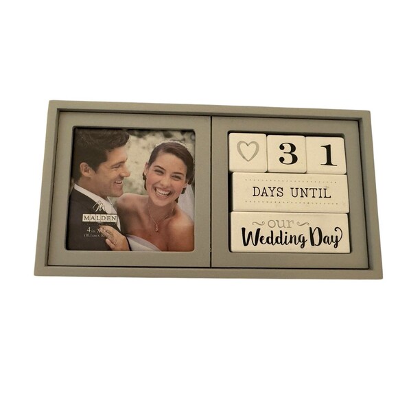 Malden International Designs 3447-44 Wedding Countdown Block, Photo Frame Gray - Picture 2 of 14